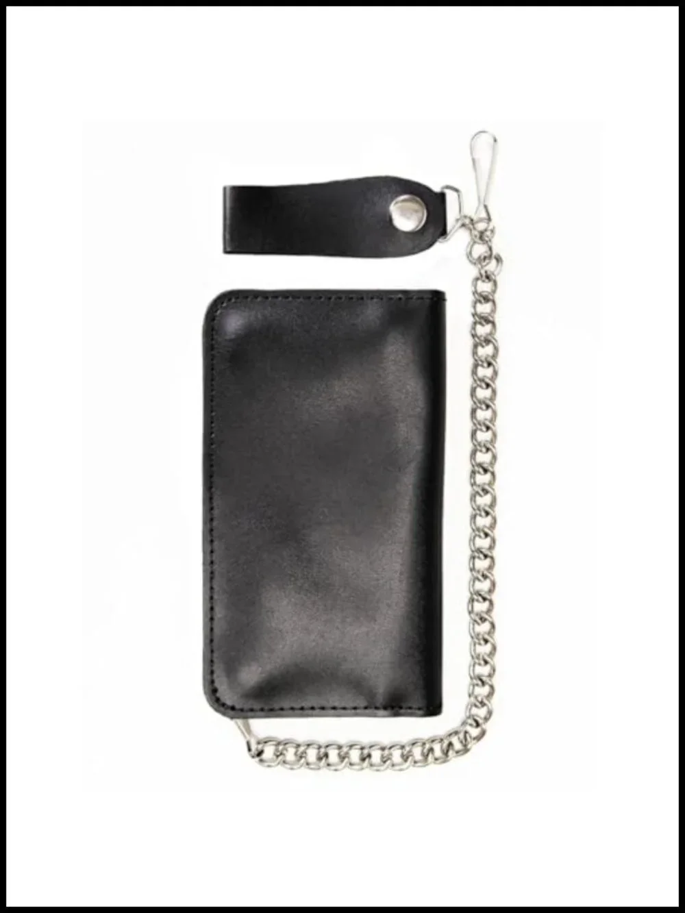 Full Grain Leather Bi-Fold Biker Wallet with Chain
